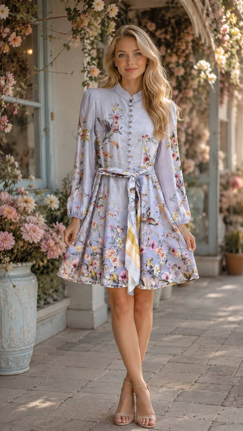 Enchanted Garden Linen Blend Mini Dress