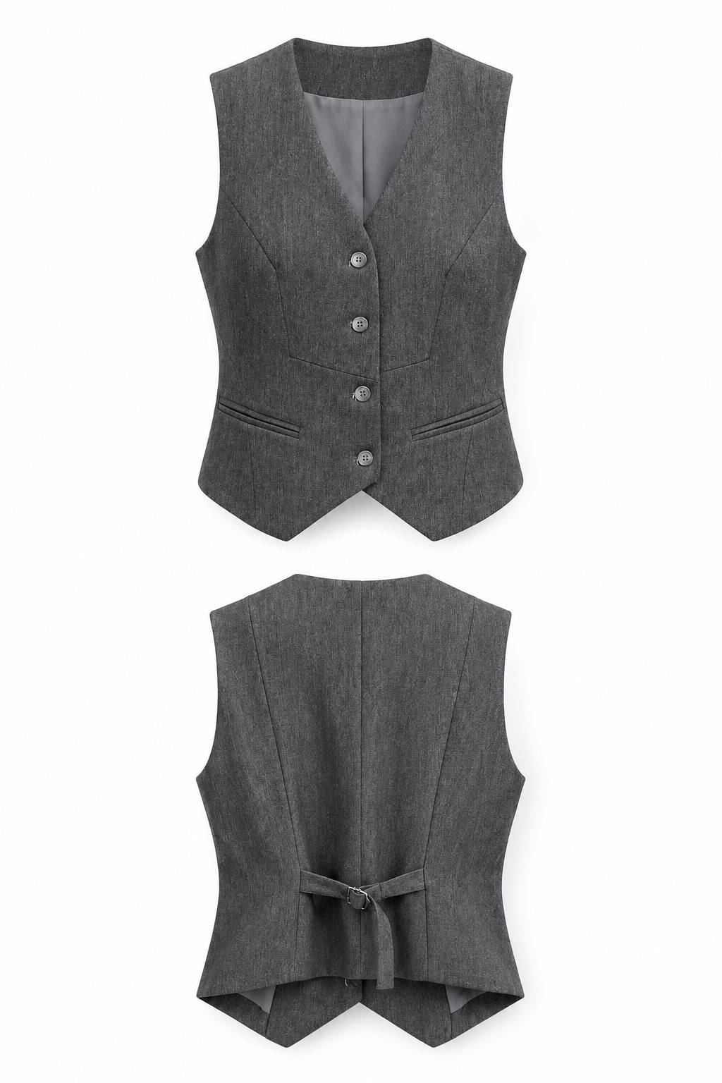 ROSKOSH Tailored Charcoal Vest & Wide-Leg Trouser Set