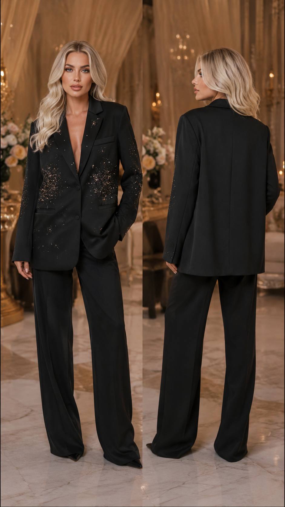 Celeste Crystal Embellished Ivory Blazer