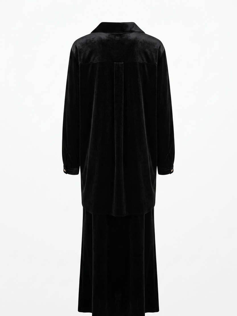 Black Velvet Tie-Front Maxi Dress – Elegant Minimalist Style