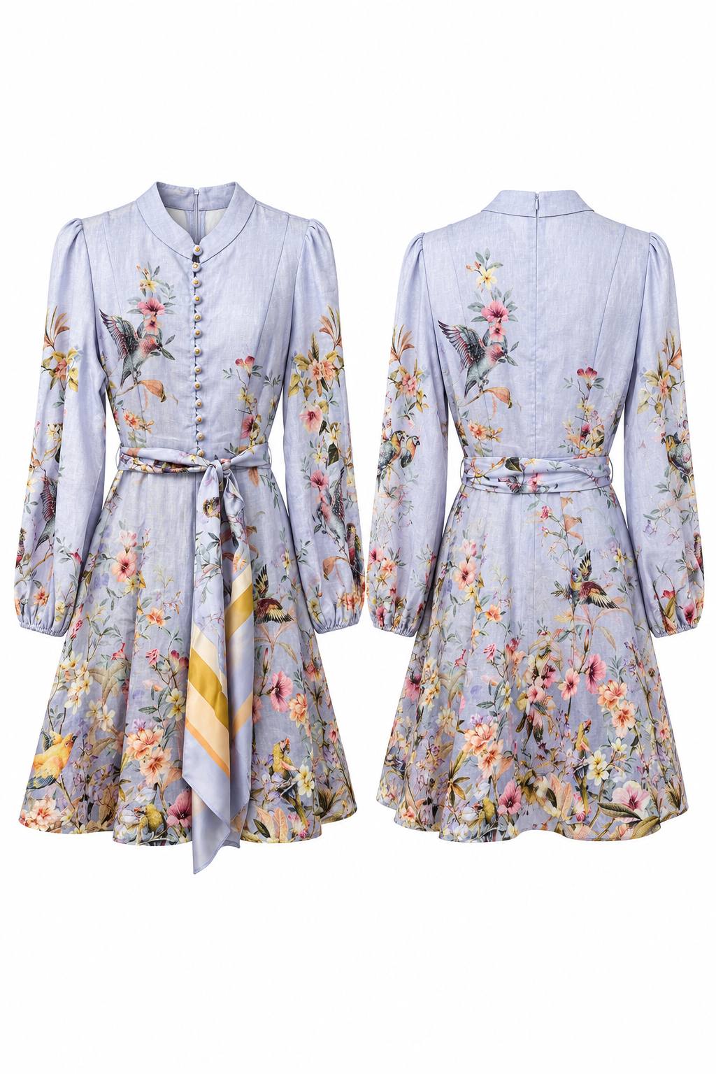 Enchanted Garden Linen Blend Mini Dress