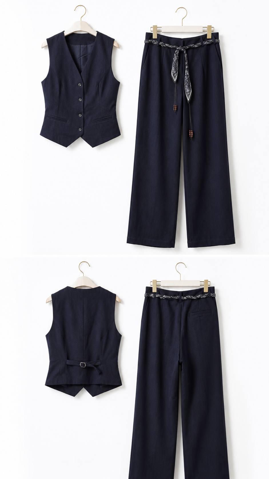ROSKOSH Tailored Charcoal Vest & Wide-Leg Trouser Set