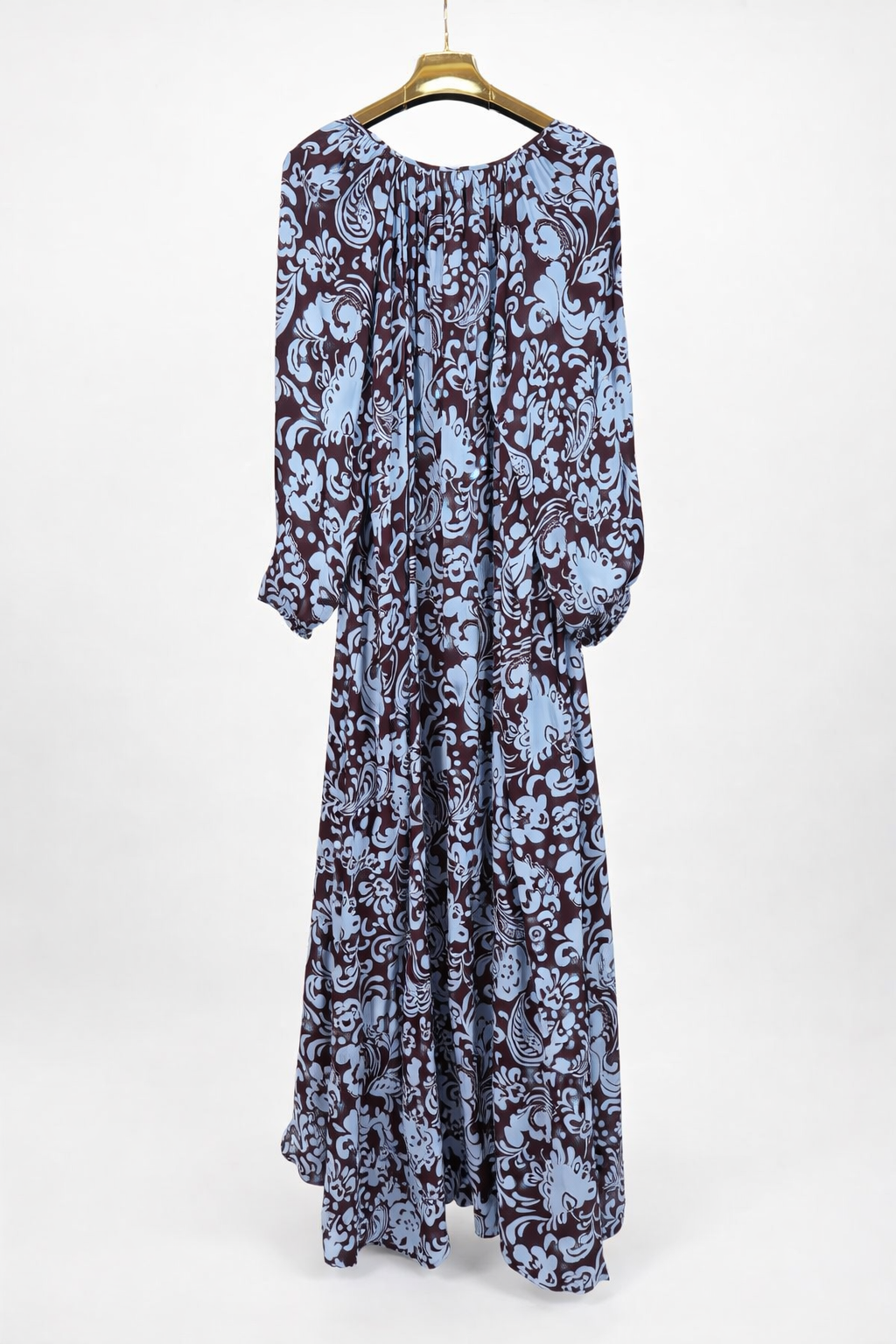 Elegant Floral Maxi Dress – Long Sleeve Flowing Boho Dress