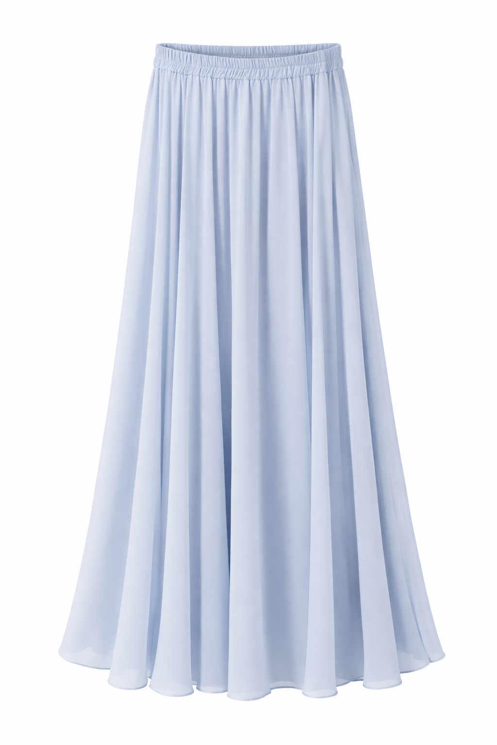 Elegant Light Blue Embellished 2-Piece Set – Beaded Blouse & Flowing Maxi Skirt