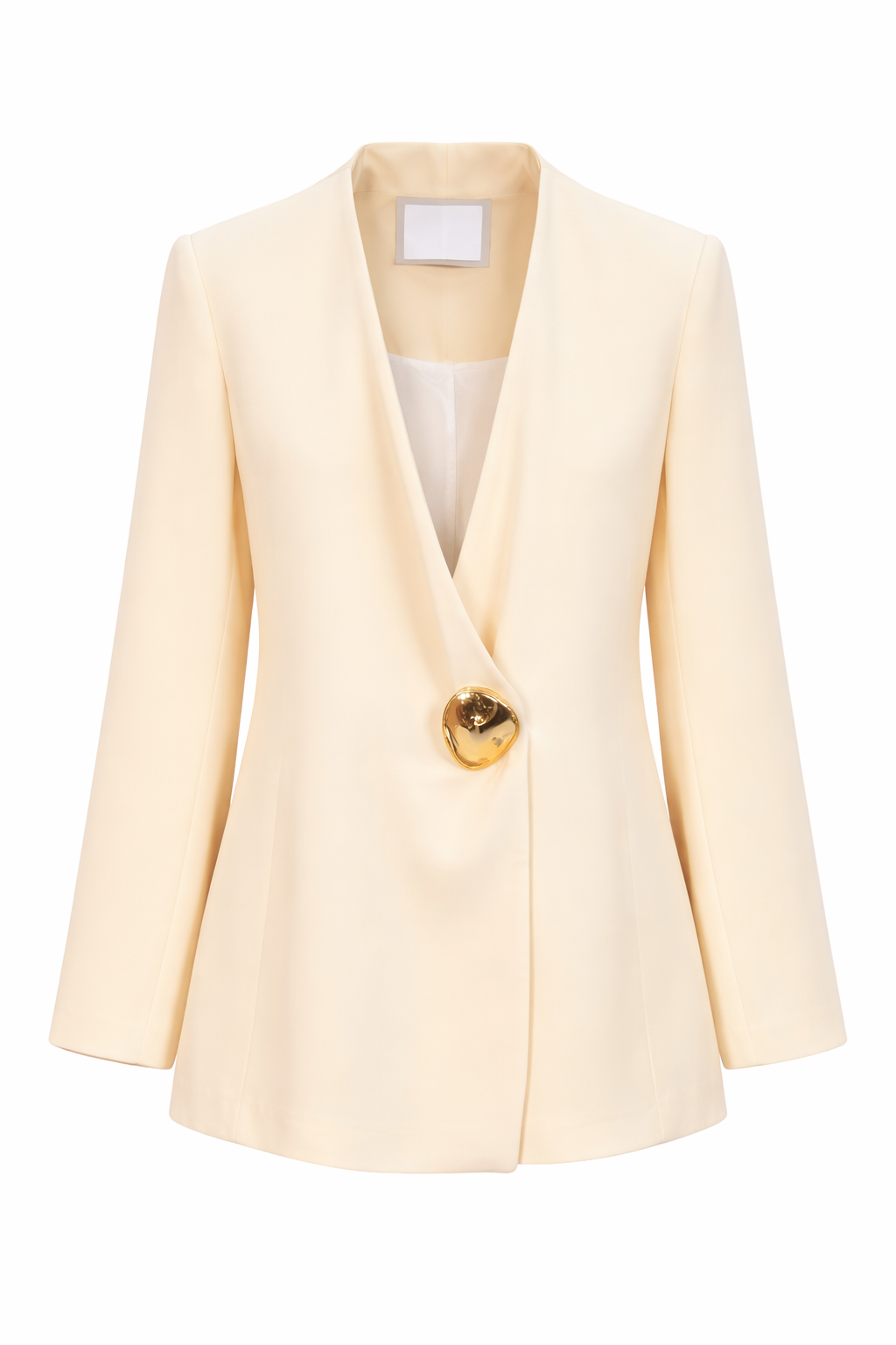 Elegant Cream Tailored Blazer & Wide-Leg Pants Set