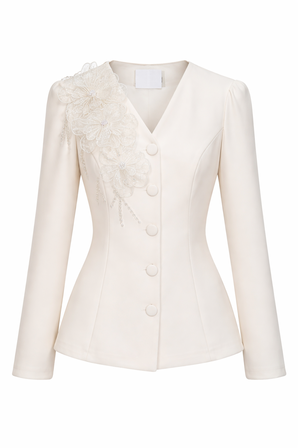 Elegant Lace Detail Blazer & Tiered Mermaid Skirt Two-Piece Set