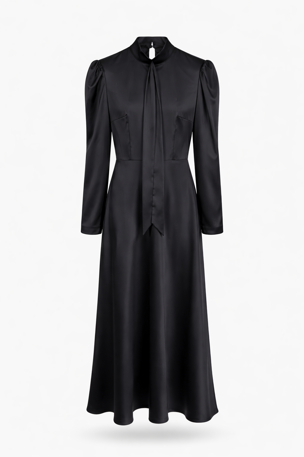 Elegant Black Embellished Blazer & Satin Dress Two-Piece Set