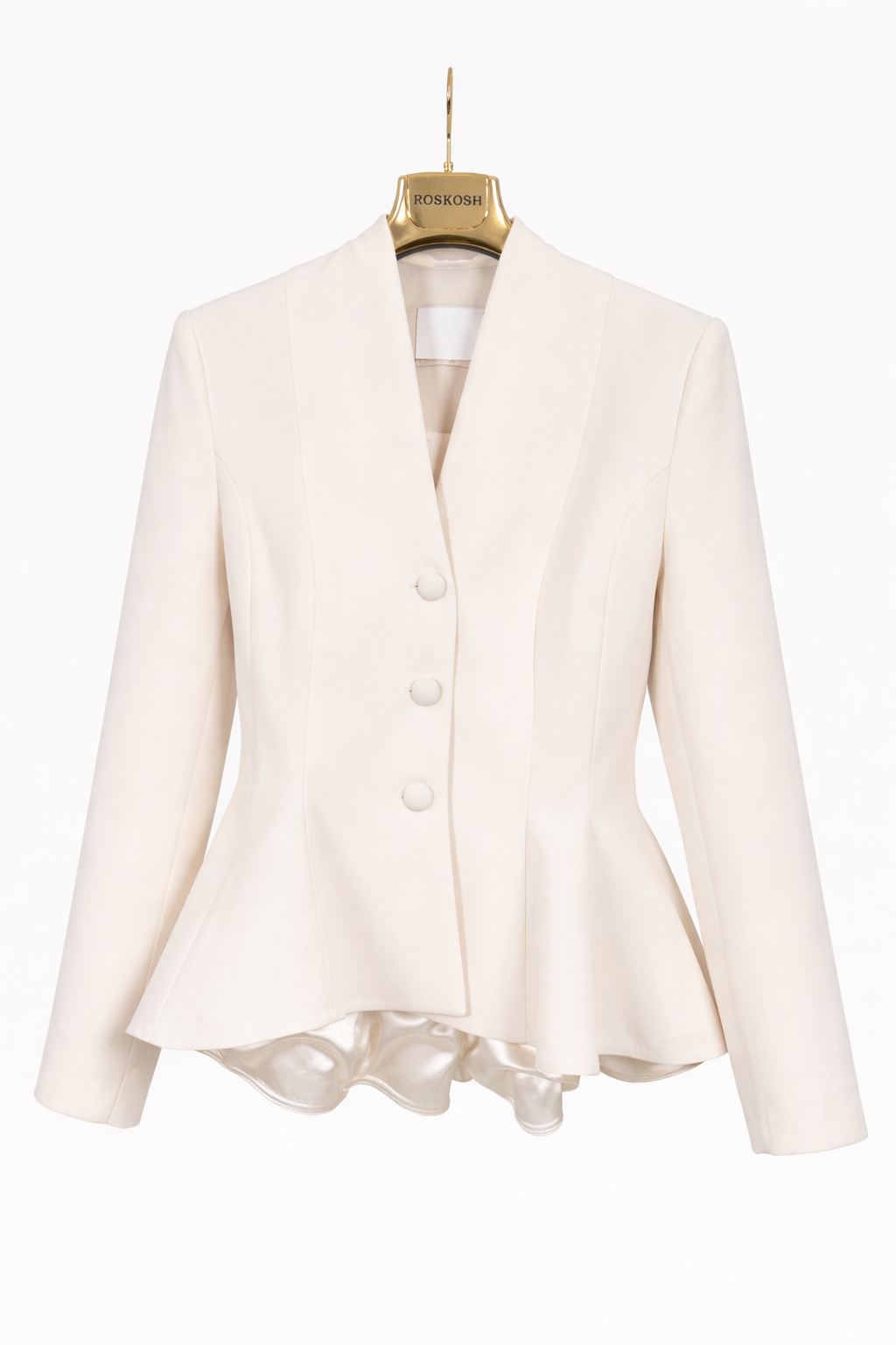 Elegant Ivory Floral Lace 3-Piece Set – Tailored Blazer, Textured Maxi Skirt & Fascinator Hat