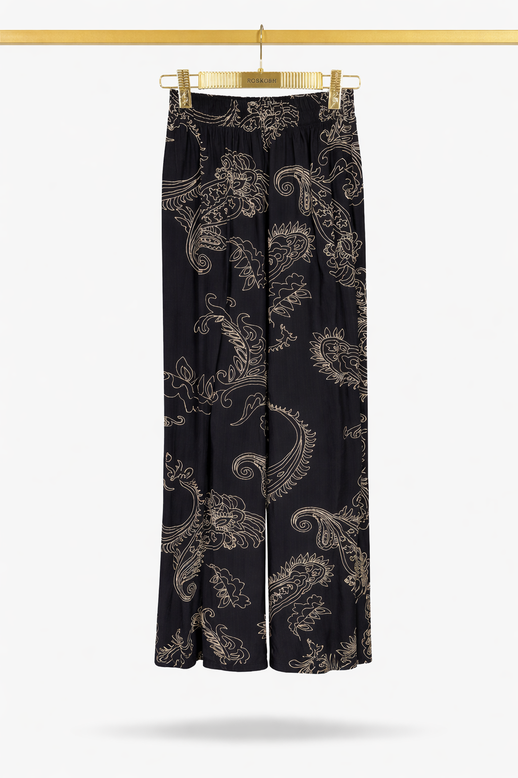 Black Paisley Wrap Blazer & Wide-Leg Pants Set