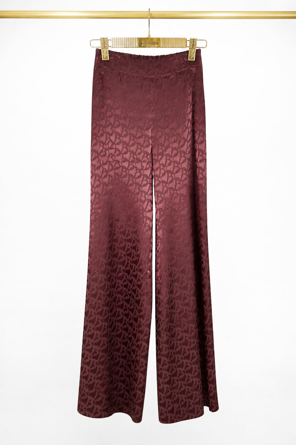 Elegant Monogram Satin Two-Piece Set – Burgundy