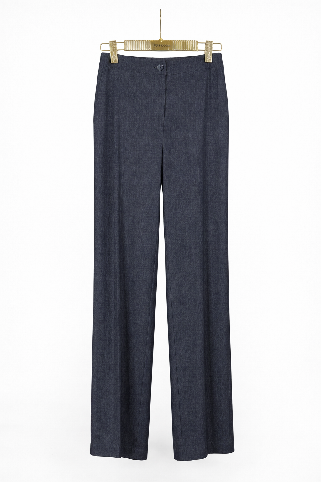 Elegant Belted Tailored Blazer & Wide-Leg Pants Set – Charcoal Blue