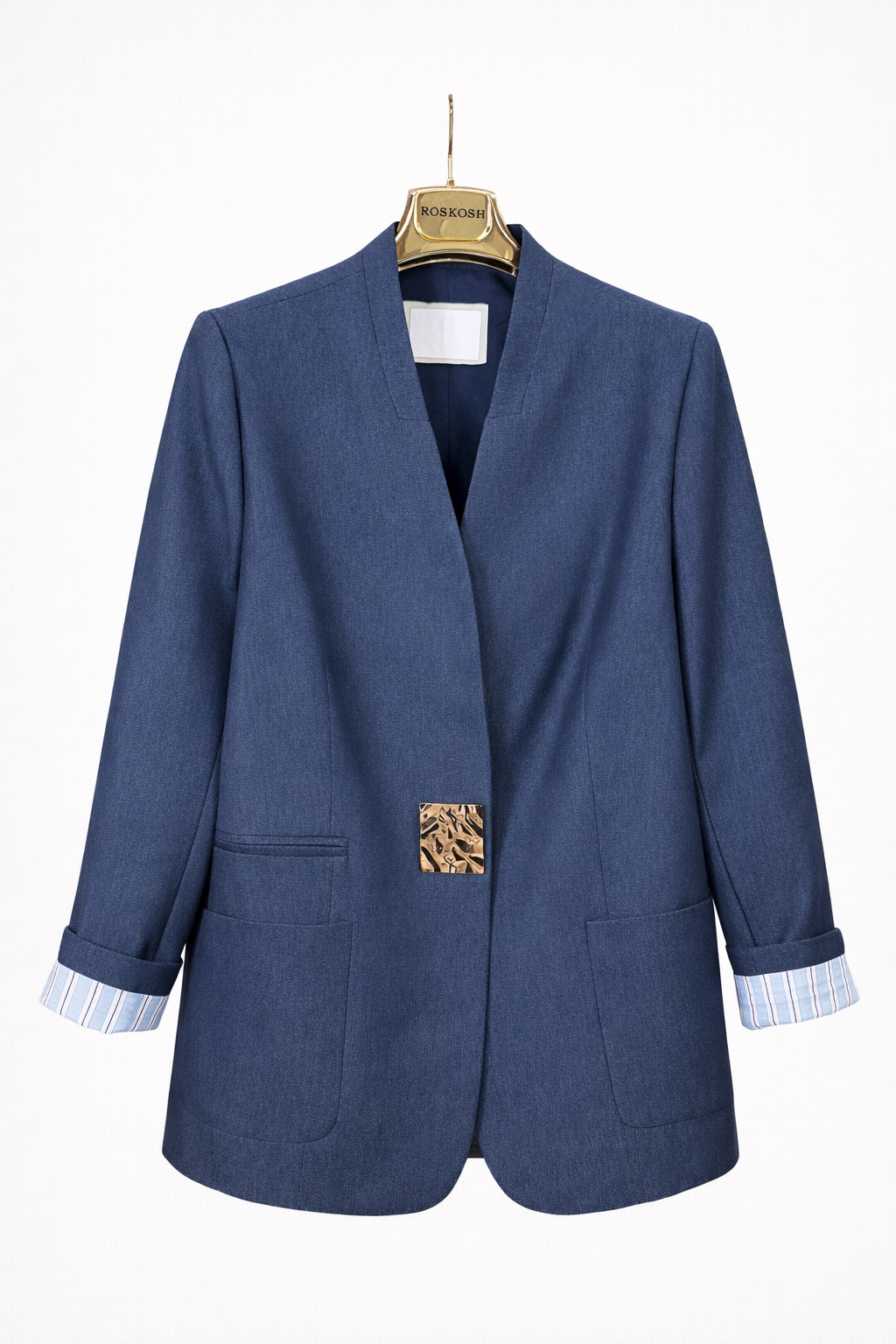 Chic Denim Tailored Blazer & Wide-Leg Pants Set