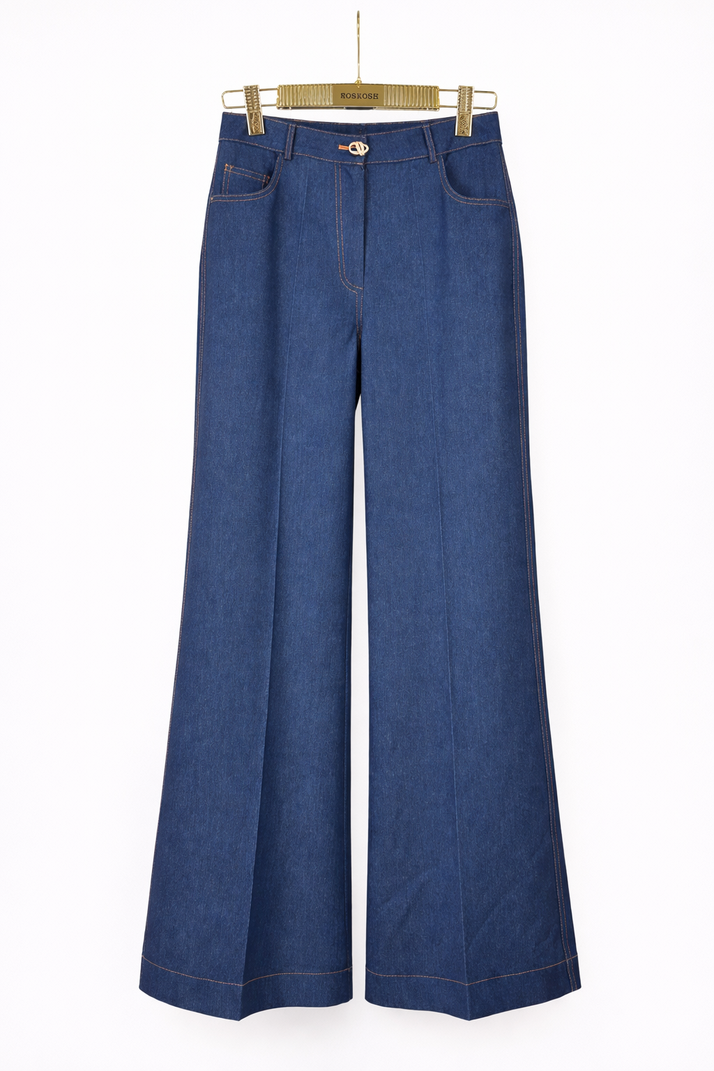 Chic Denim Tailored Blazer & Wide-Leg Pants Set