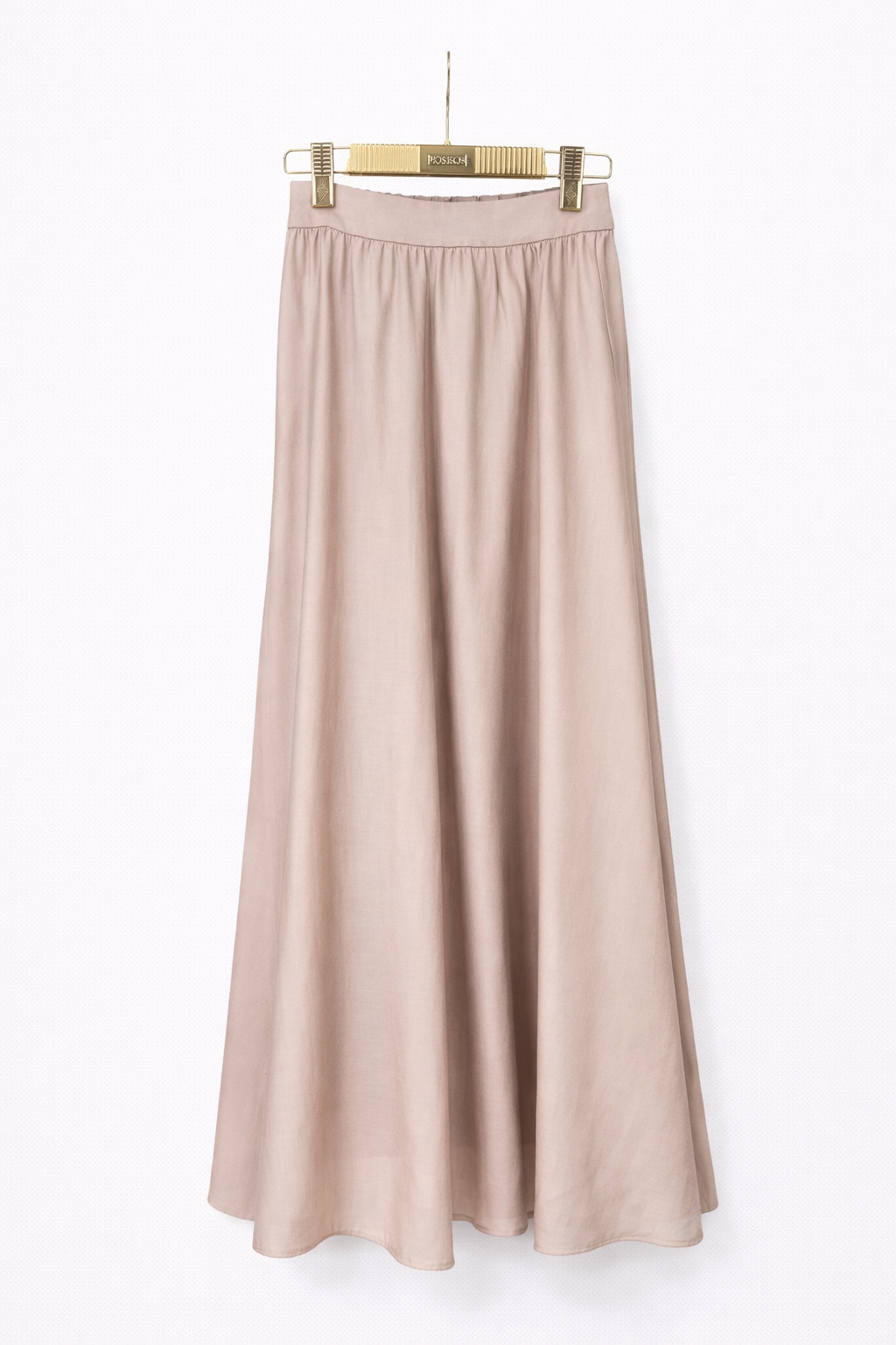 Elegant Blush Midi Skirt & Jewel-Button Blazer Set