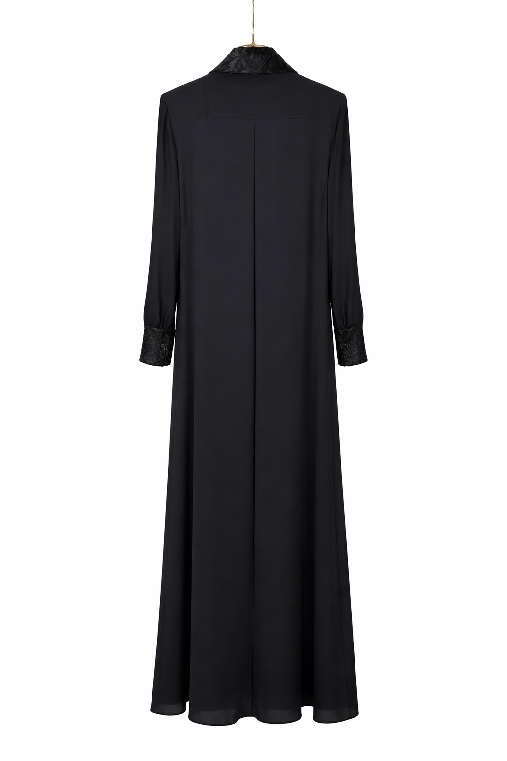 Elegant Embellished Maxi Dress with Velvet Collar