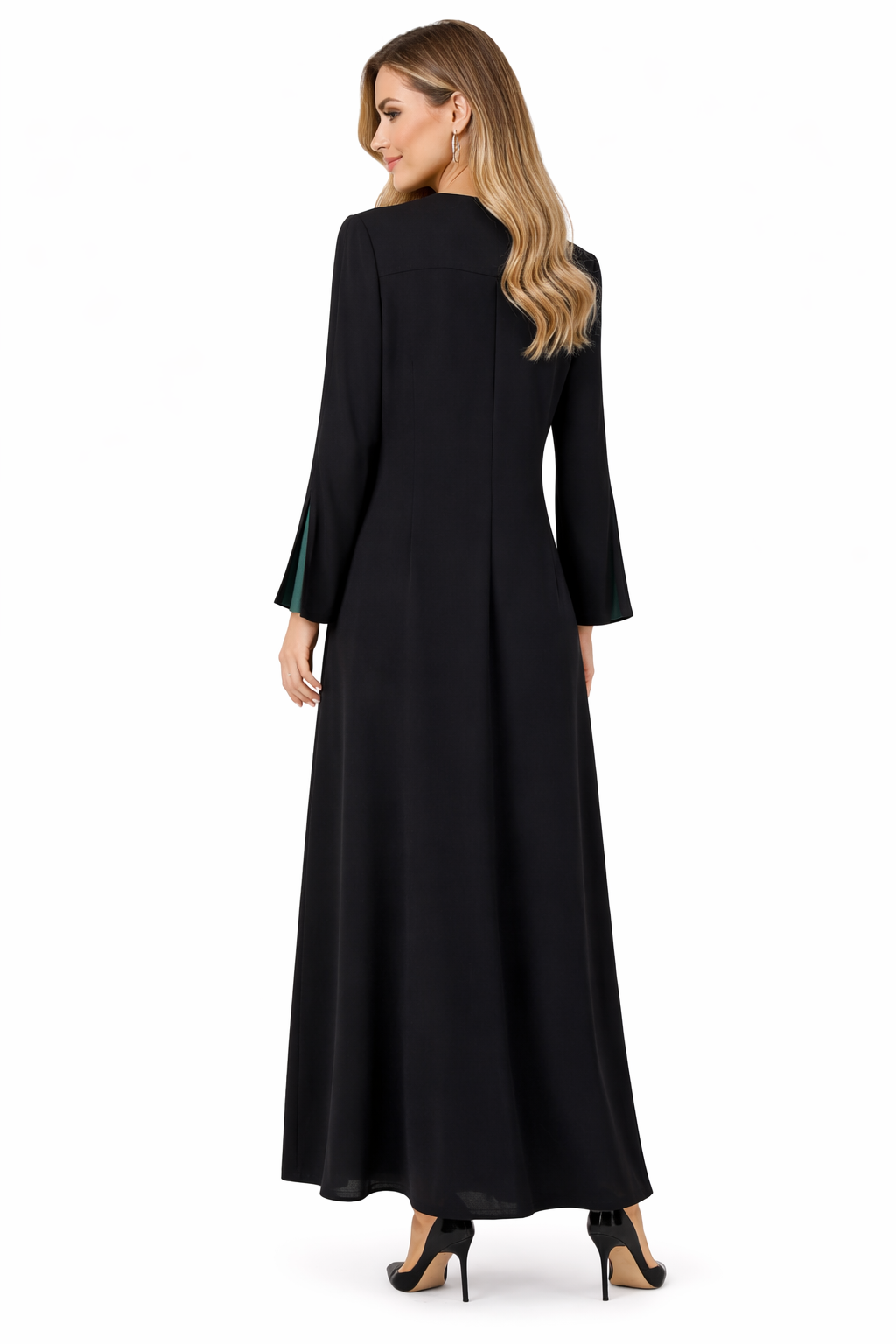 Embroidered Elegance Maxi Dress with Bell Sleeves