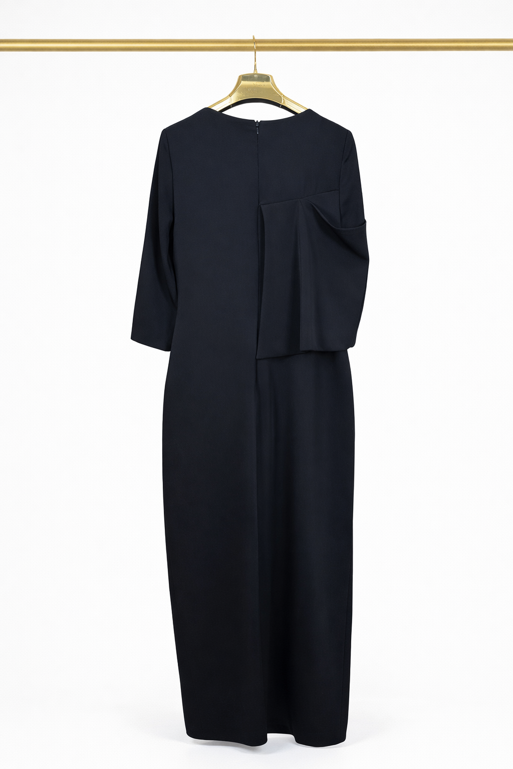 Midnight Floral Embroidered Elegant Midi Dress