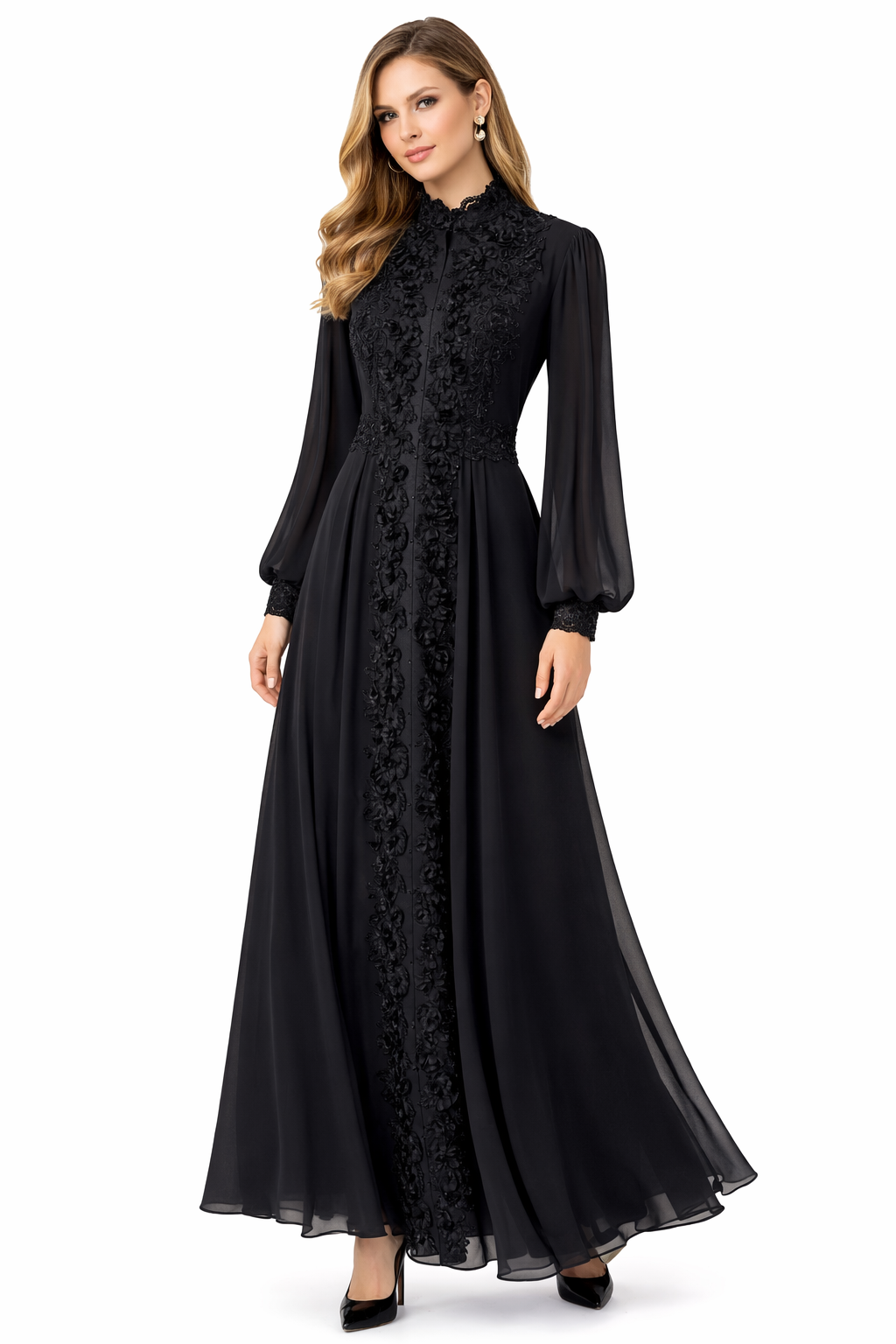 Midnight Lace Elegance Maxi Dress