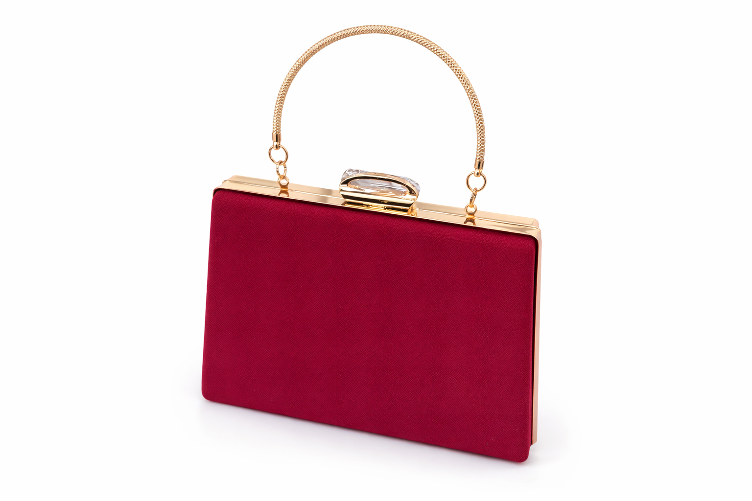 Elegant Red Lace Evening Gown with Matching Handbag Set