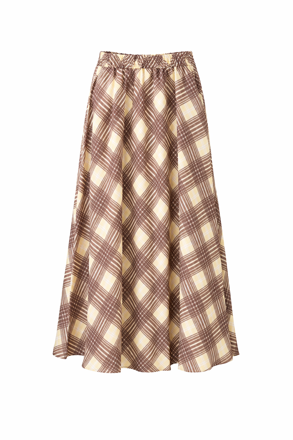 Ivory Wrap Vest & Plaid Midi Skirt Set