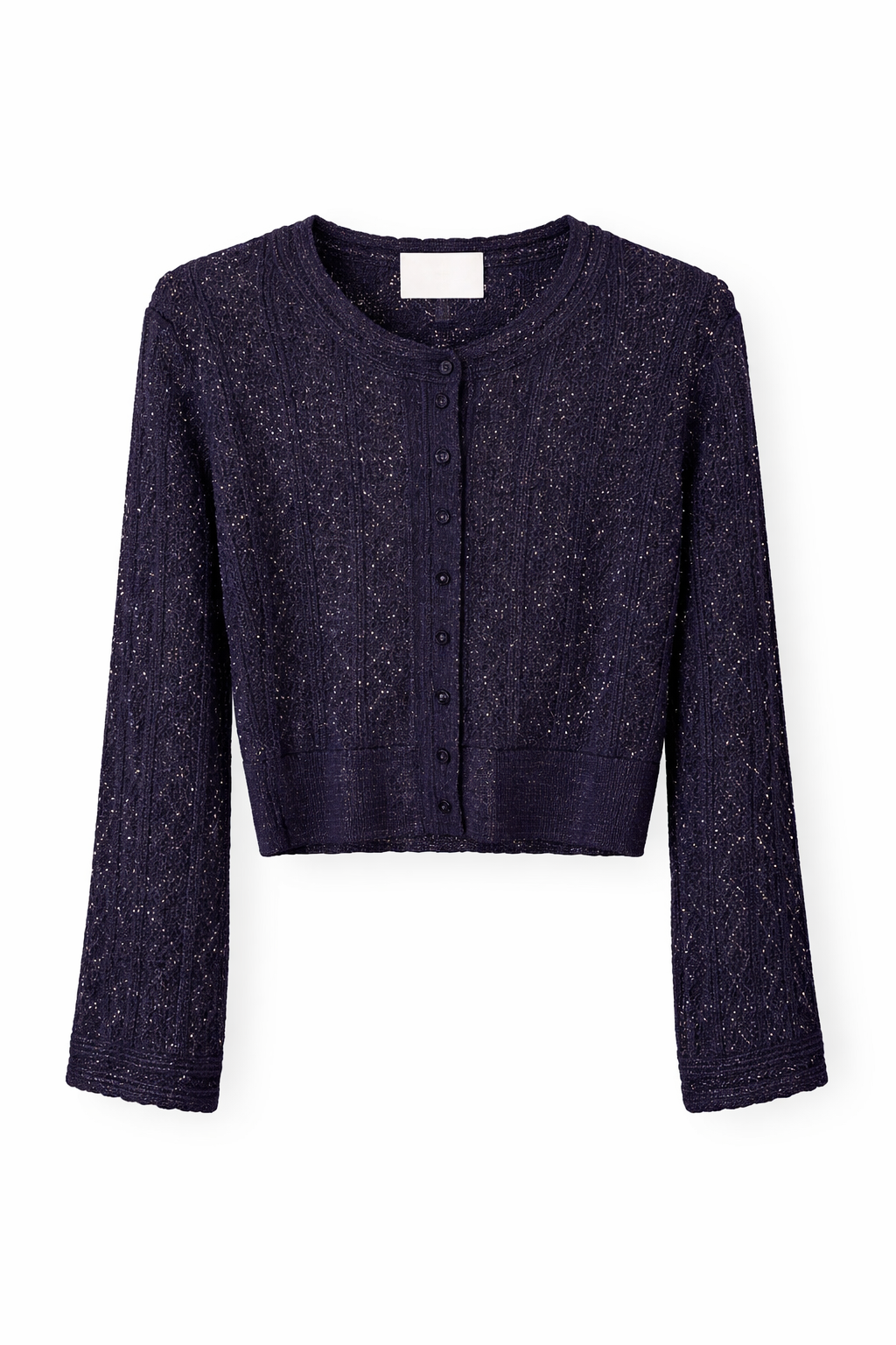 Navy Shimmer Knit Cardigan & Flared Midi Skirt Set