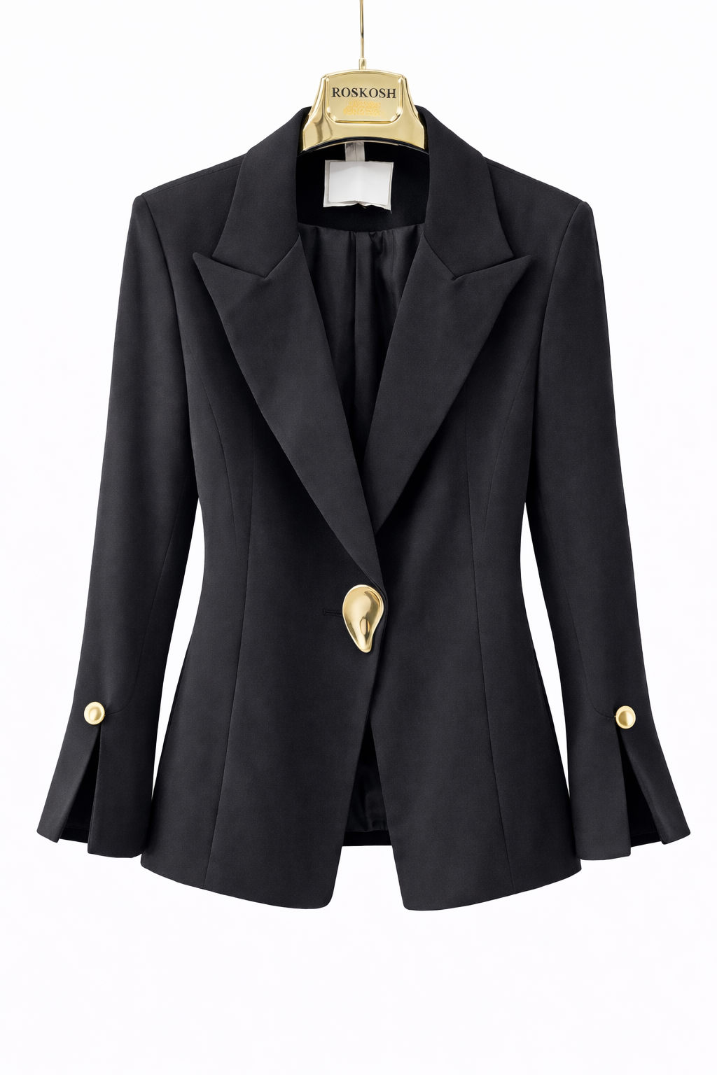 Elegant Black Tailored Blazer & Wide-Leg Pants Suit Set