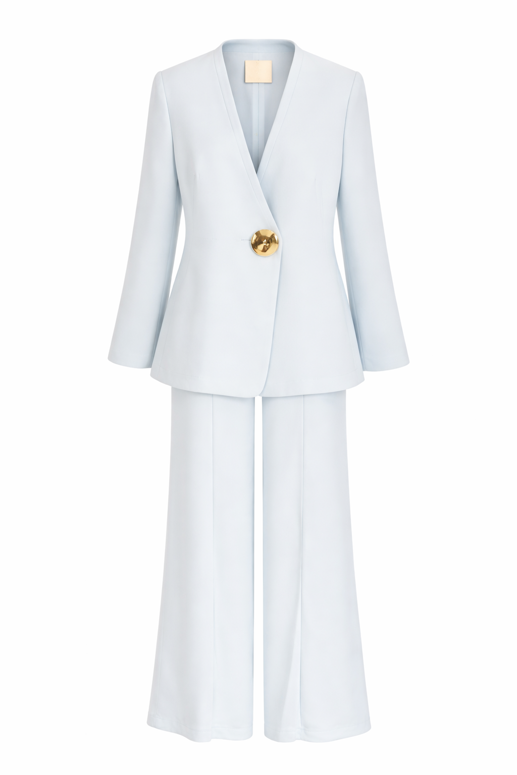 Elegant Cream Tailored Blazer & Wide-Leg Pants Set