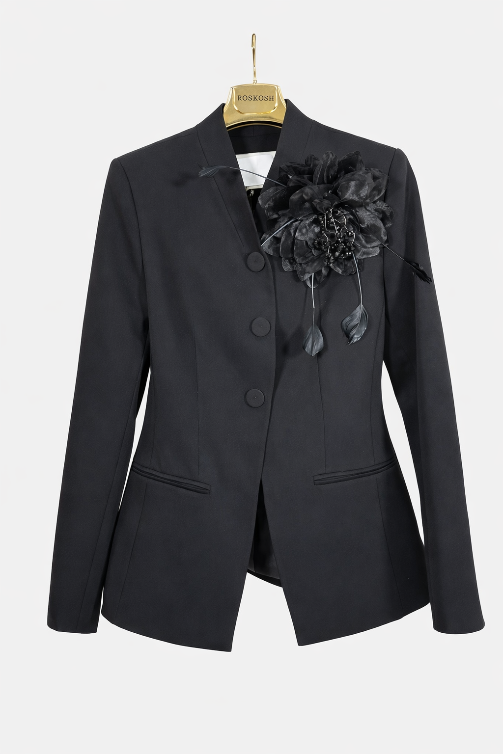 Elegant Blush Pink Floral Blazer & Lace Ruffle Skirt Two-Piece Set