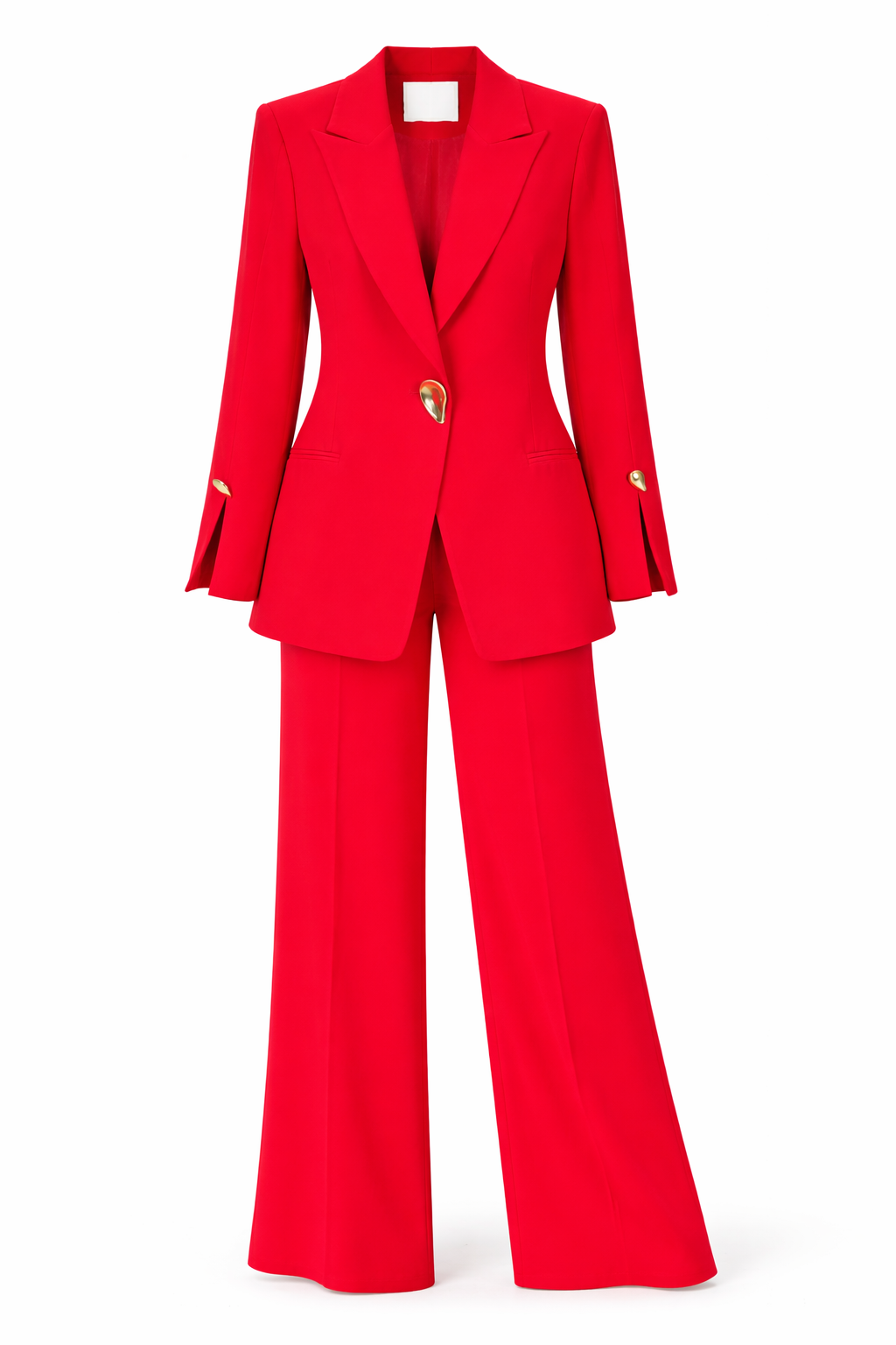 Elegant Black Tailored Blazer & Wide-Leg Pants Suit Set