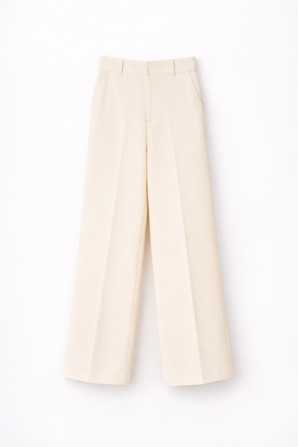 Elegant Ivory Embellished Crop Top & Wide-Leg Trouser Set