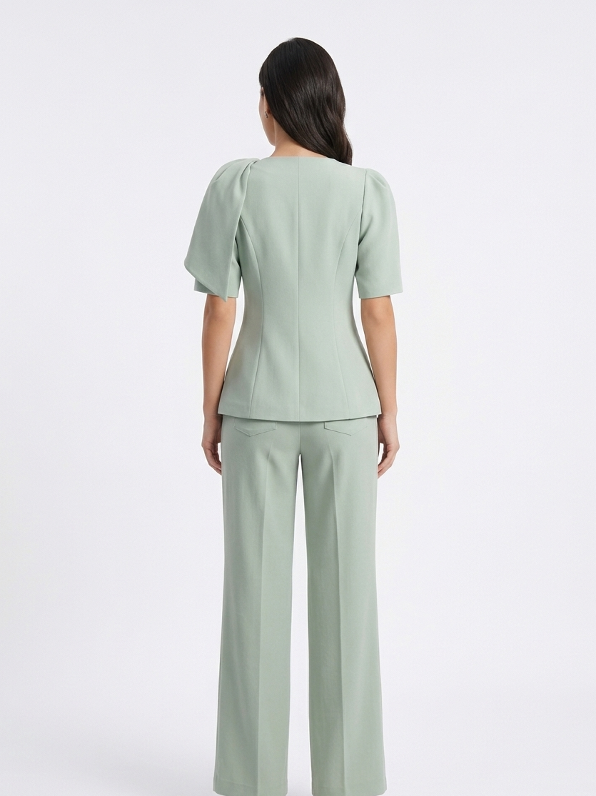 Tailored Peplum Top & Wide-Leg Trouser Set