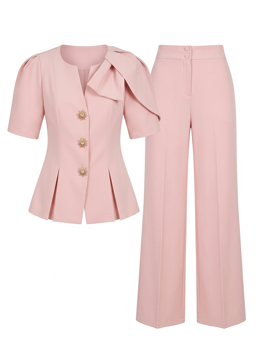 Tailored Peplum Top & Wide-Leg Trouser Set
