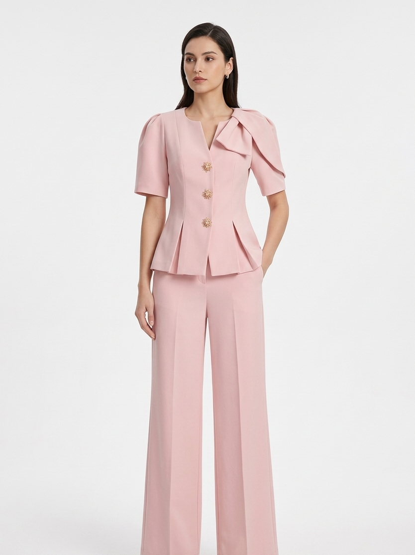 Tailored Peplum Top & Wide-Leg Trouser Set