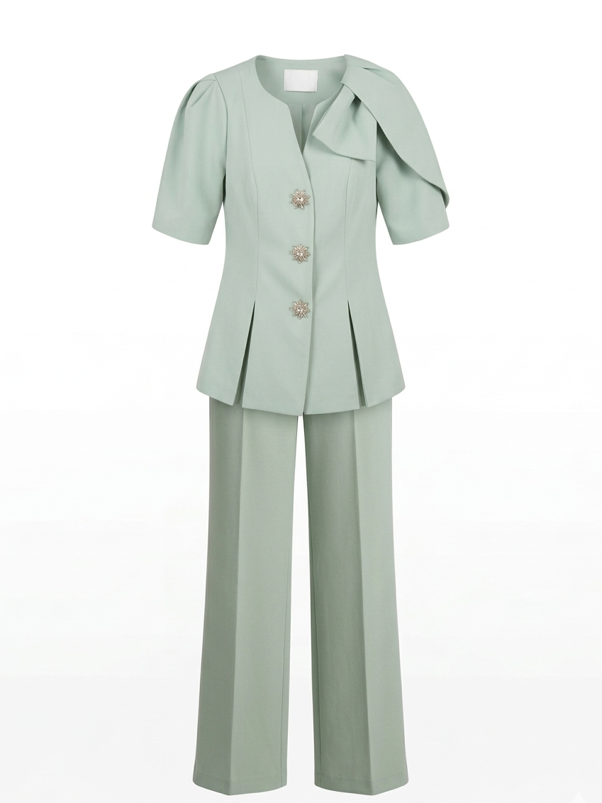 Tailored Peplum Top & Wide-Leg Trouser Set
