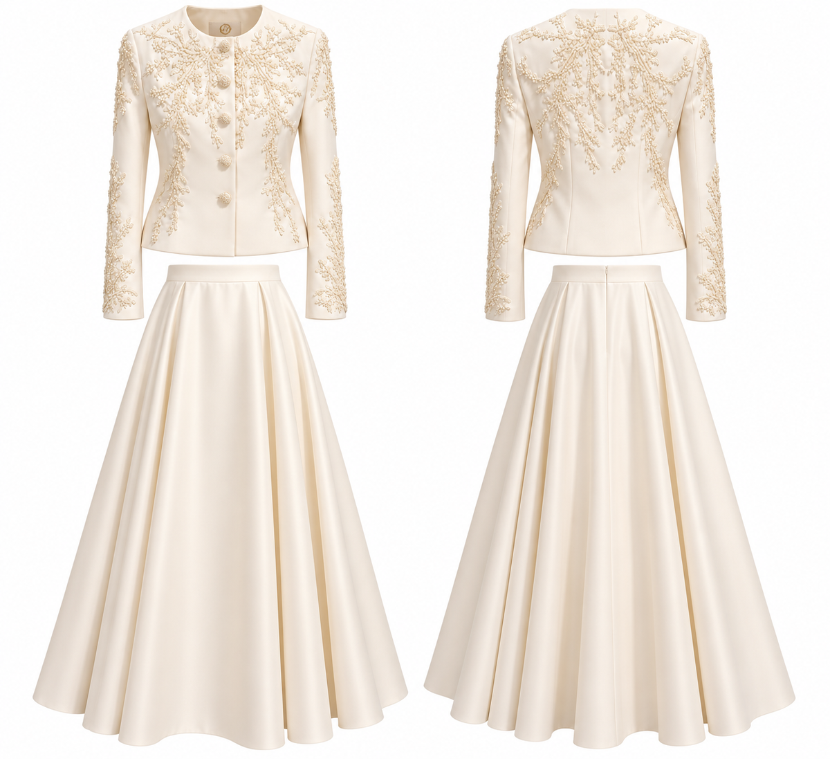 Ivory Pearl Embroidered Couture Skirt Set