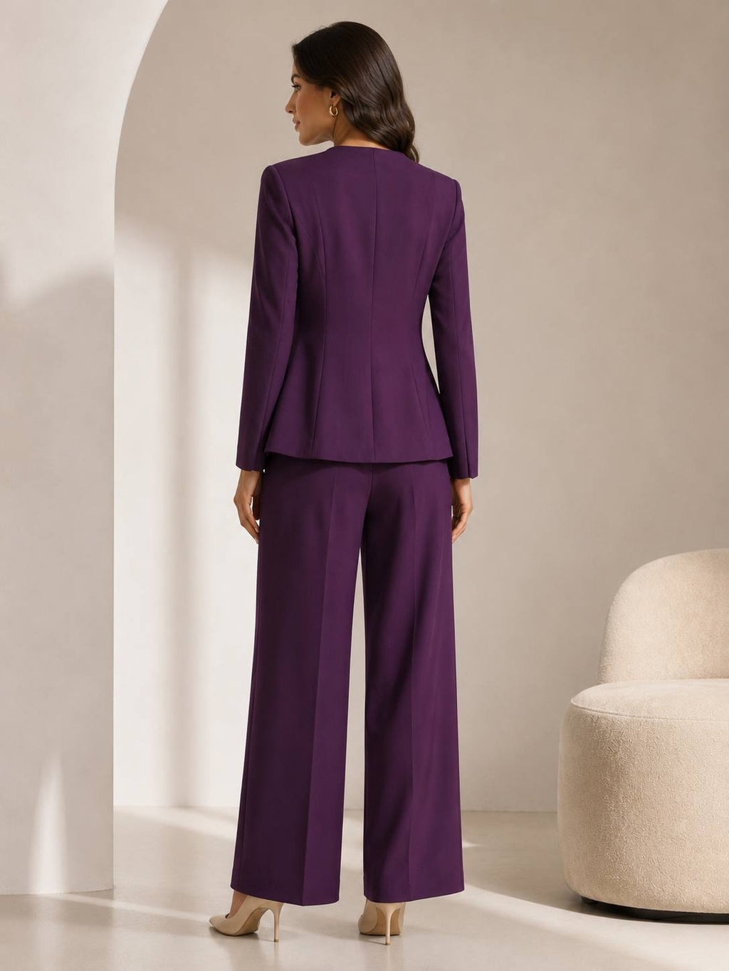 Royal Plum Elegance Tailored Two-Piece Pantsuit