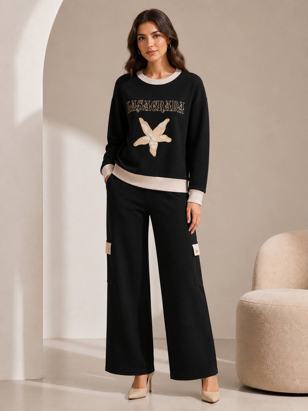 Urban Luxe Three-Piece Lounge Set with Signature Windbreaker