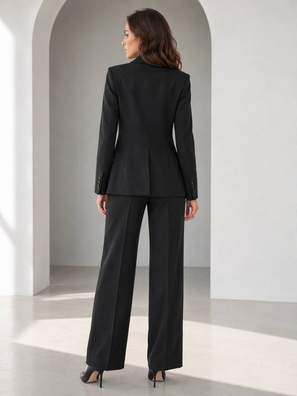 Noir Prestige Double-Breasted Tailored Pantsuit