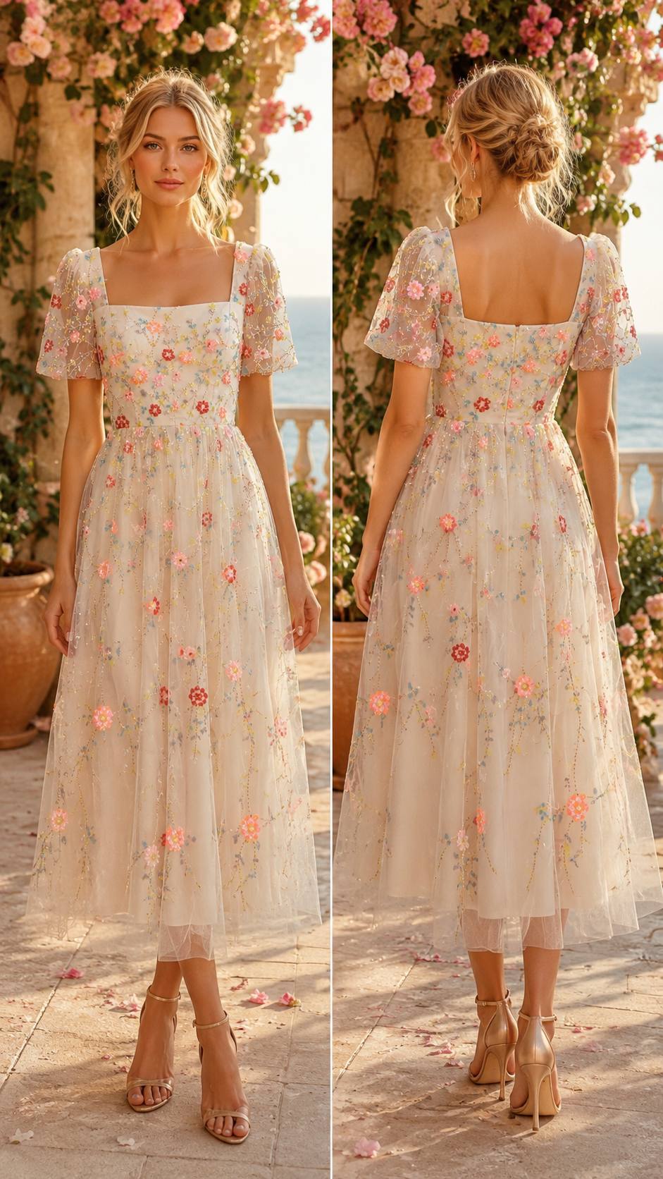Blossom Enchantment Embroidered Maxi Dress