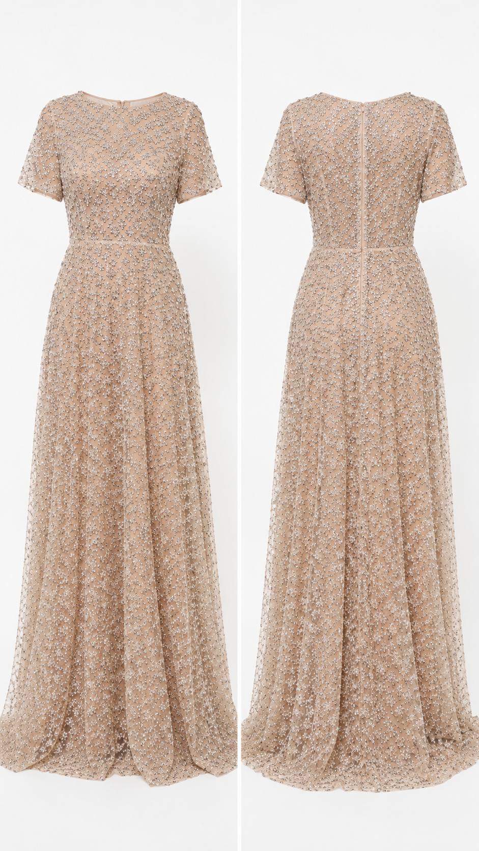Celestia Sparkle Embellished Maxi Gown – Champagne Nude