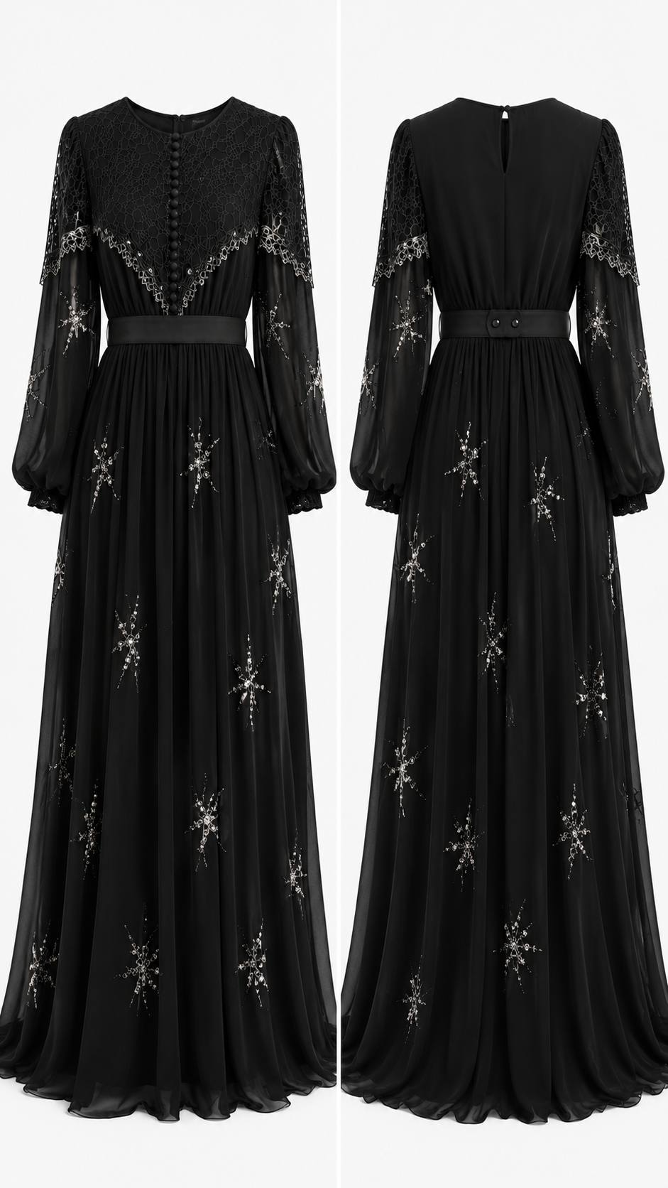 Midnight Starlight Embellished Maxi Dress