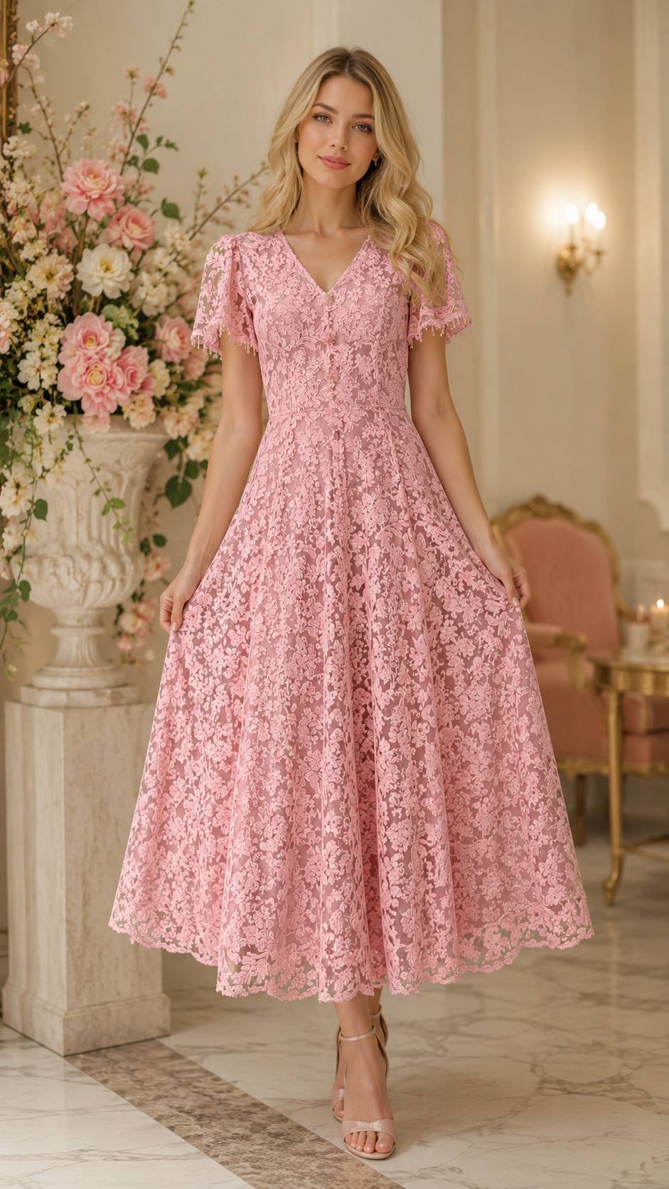 Aurora Lace Corset Back Maxi Dress – Champagne Beige