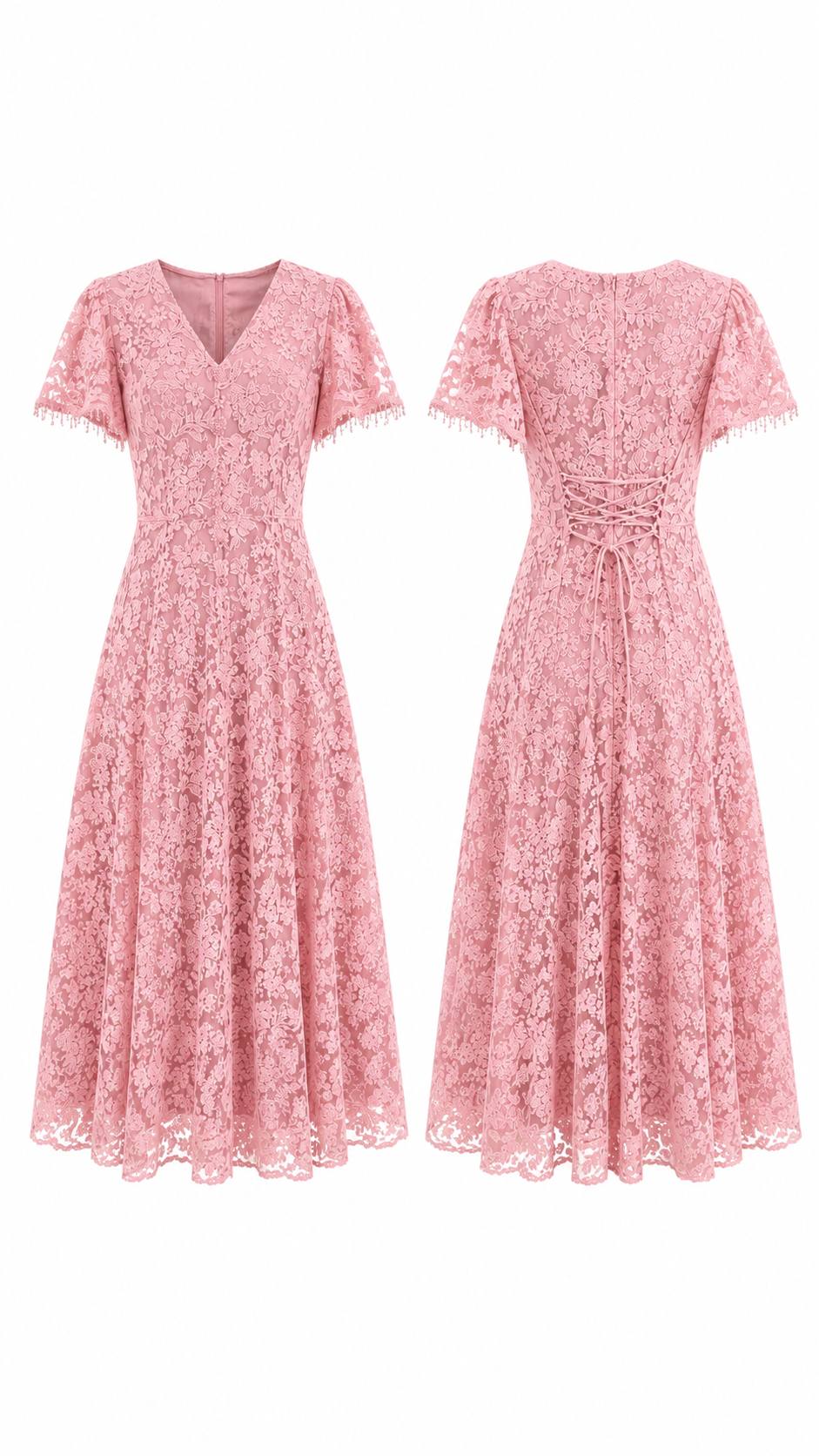 Aurora Lace Corset Back Maxi Dress – Champagne Beige