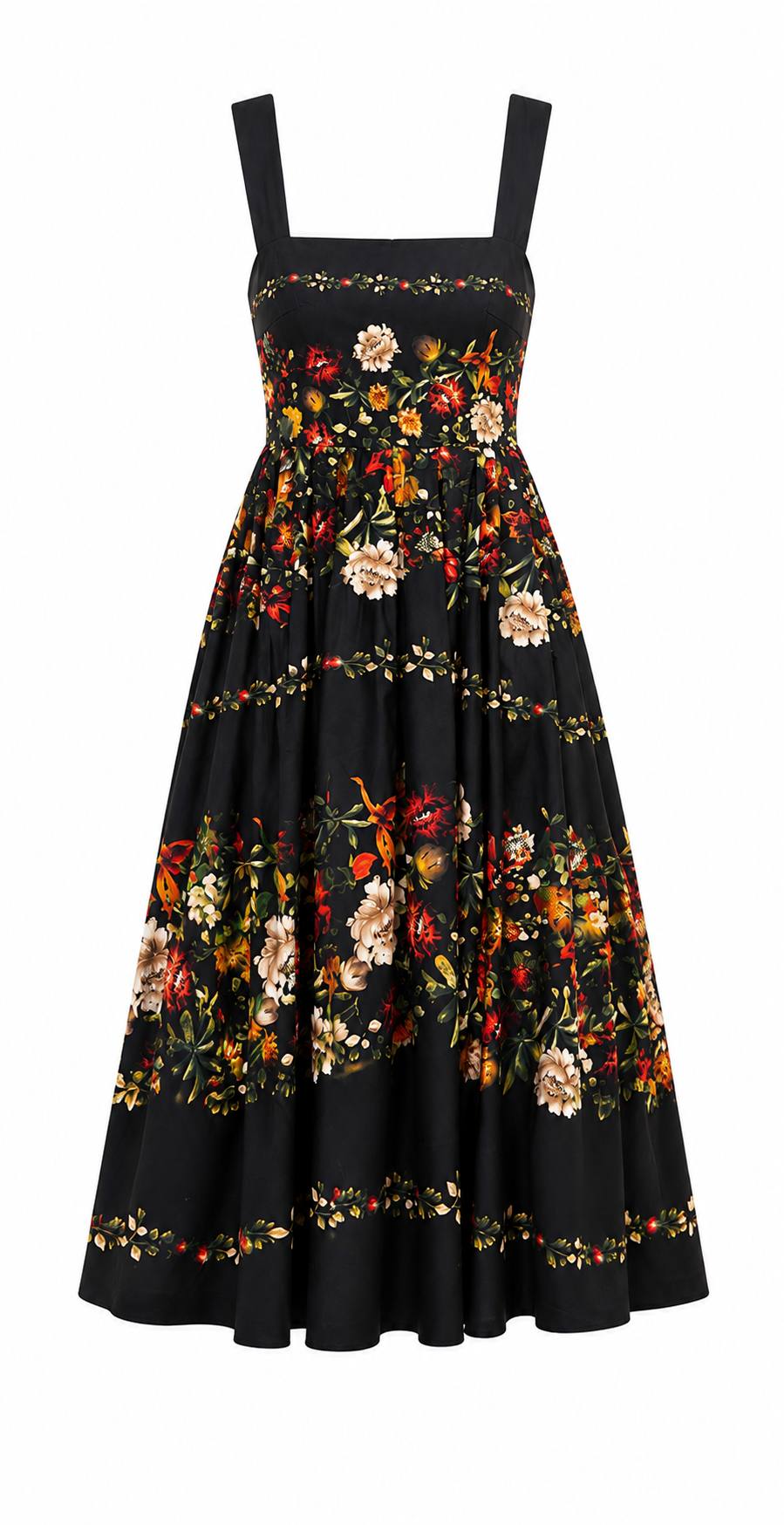 Midnight Garden Floral Midi Dress