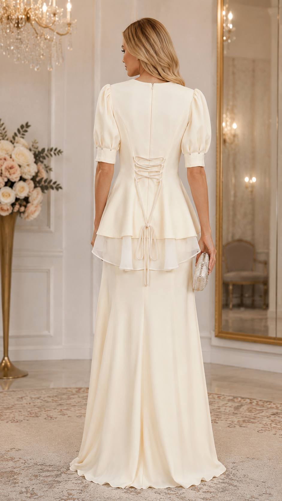 Celestia Pearl Embellished Two-Piece Evening Set