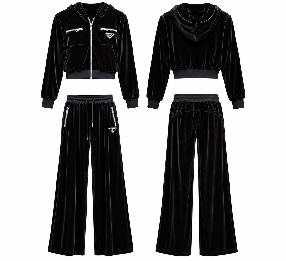 Black Velvet Zip-Up set