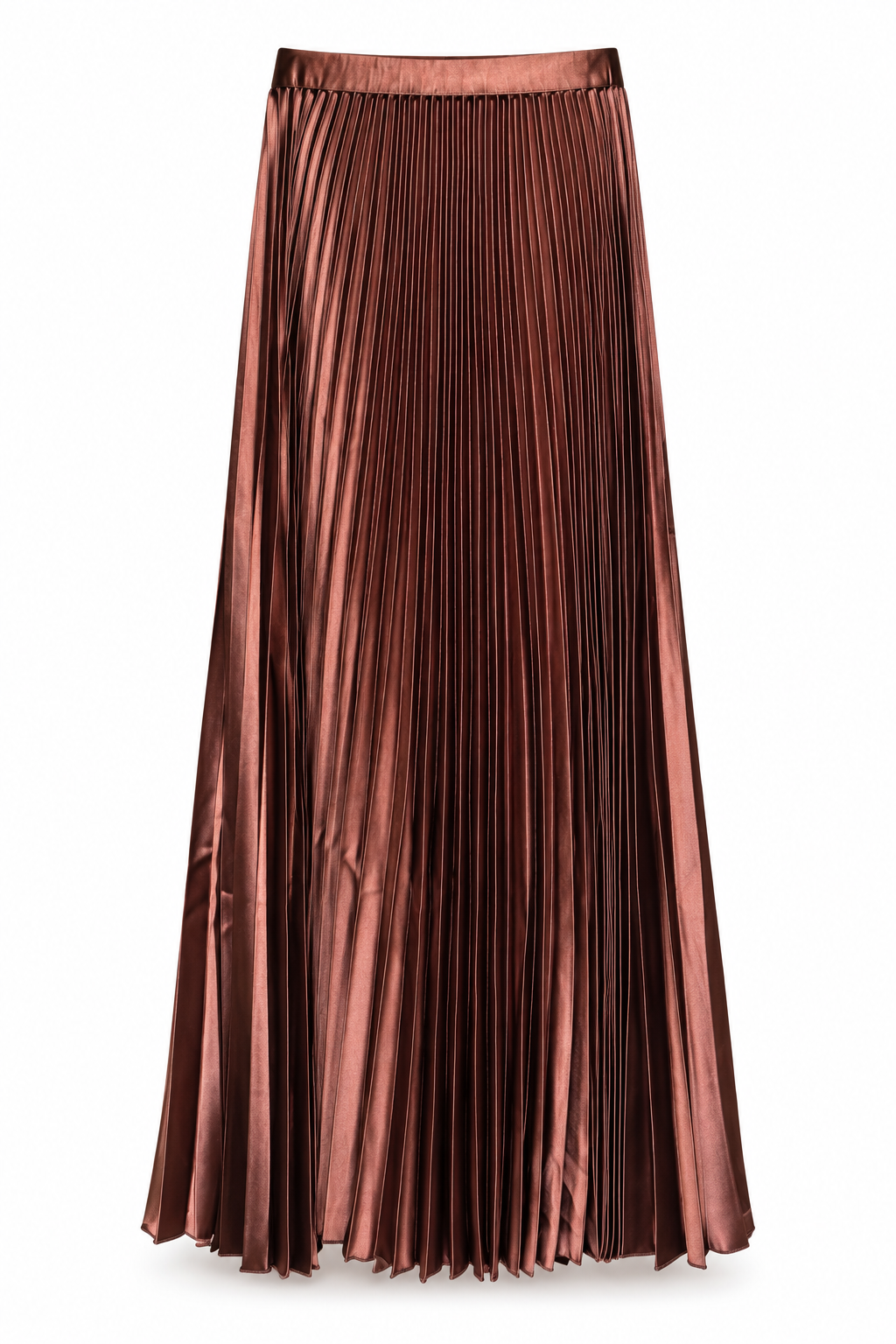 Champagne Satin Pleated Maxi Skirt