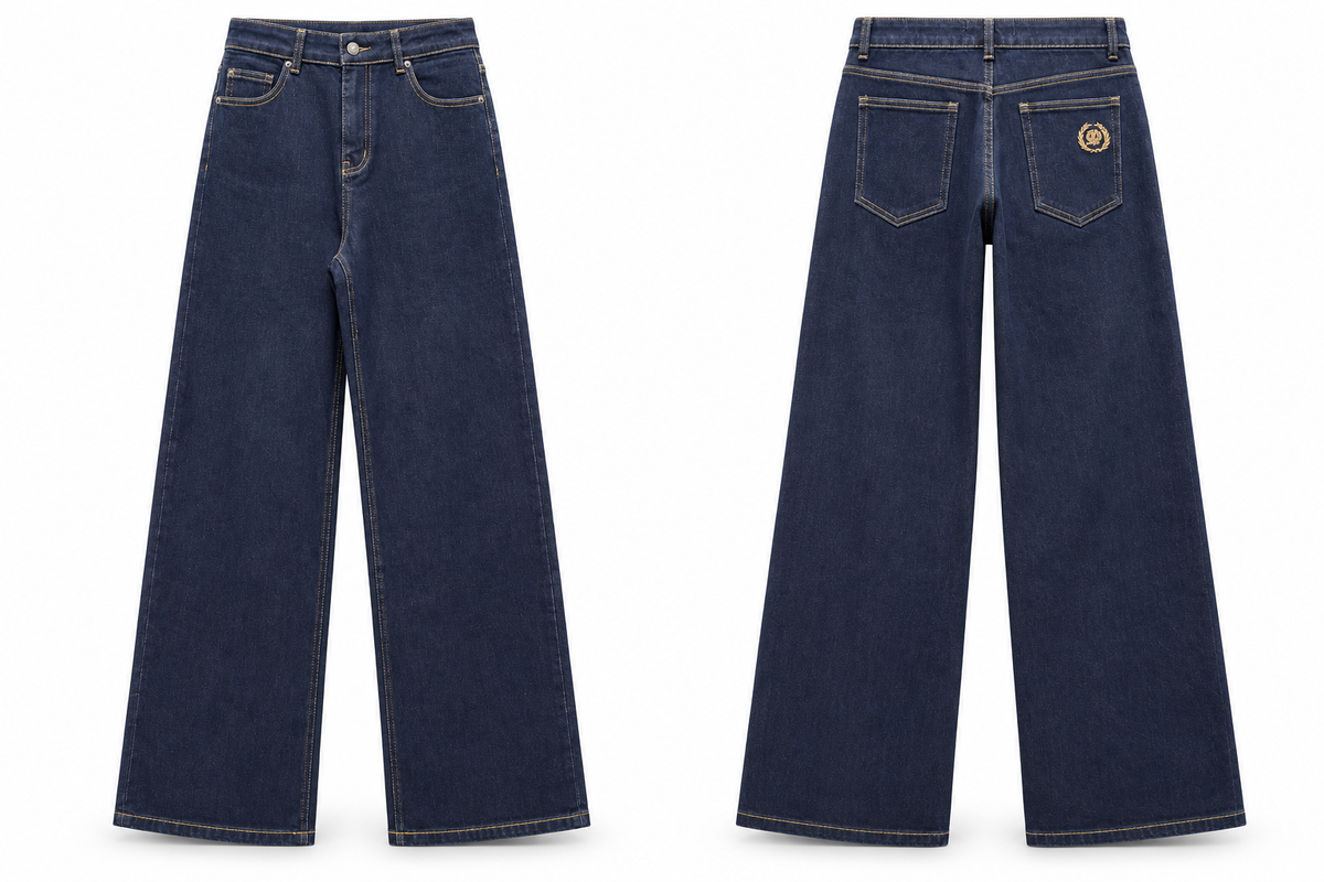 Dark Indigo High-Waisted Wide-Leg Jeans
