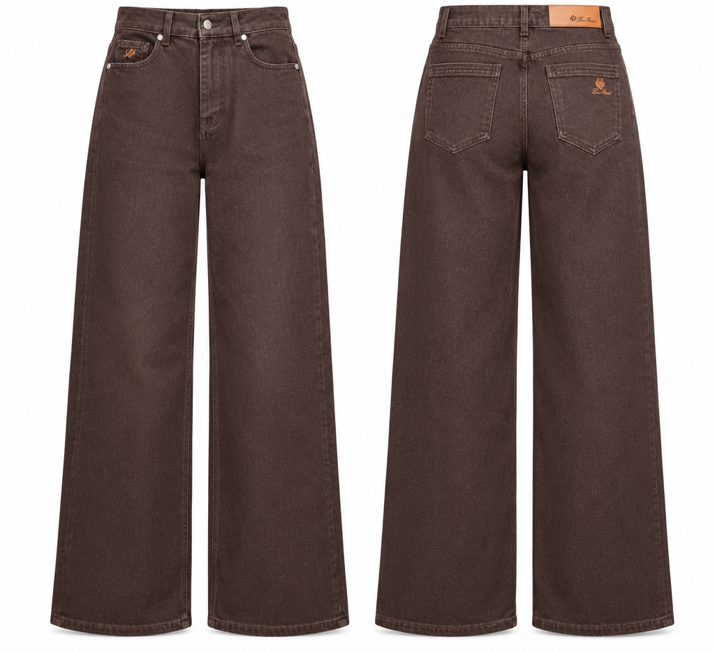 Chocolate Brown Wide-Leg Denim Jeans