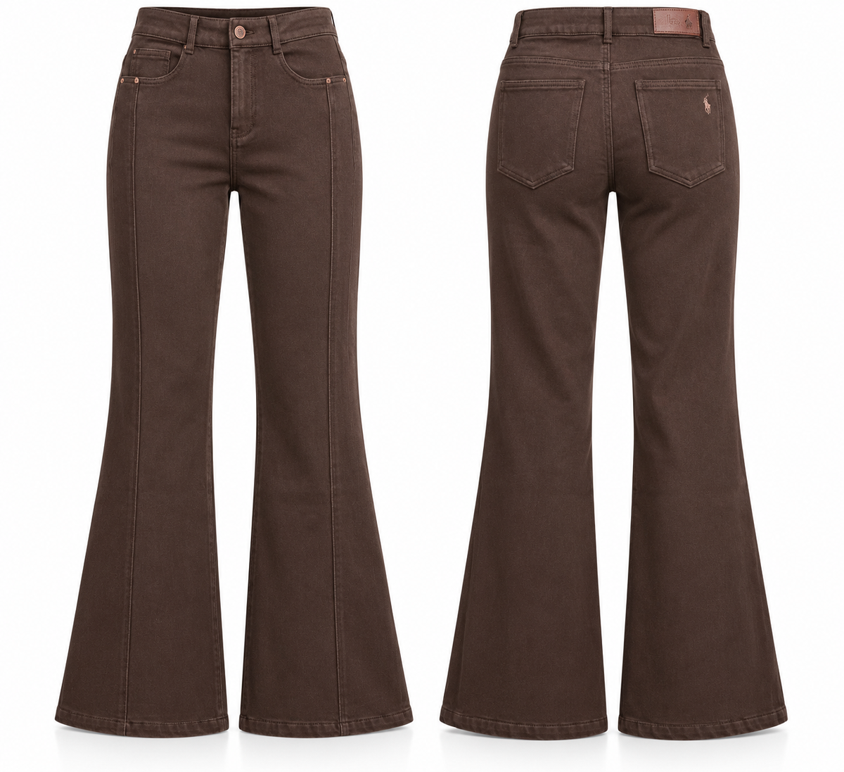 Chocolate Brown High-Waisted Flare Jeans